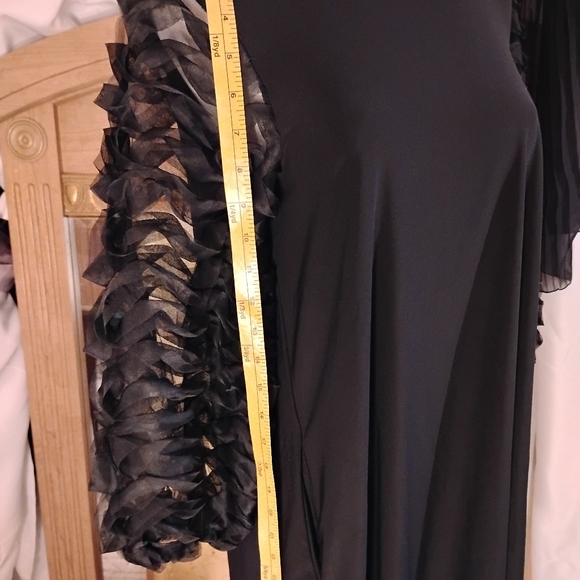 Nina Leonard Mesh Balloon Sleeves Elegant Black Dress. Loose Fit. Size Medium. - Picture 8 of 13